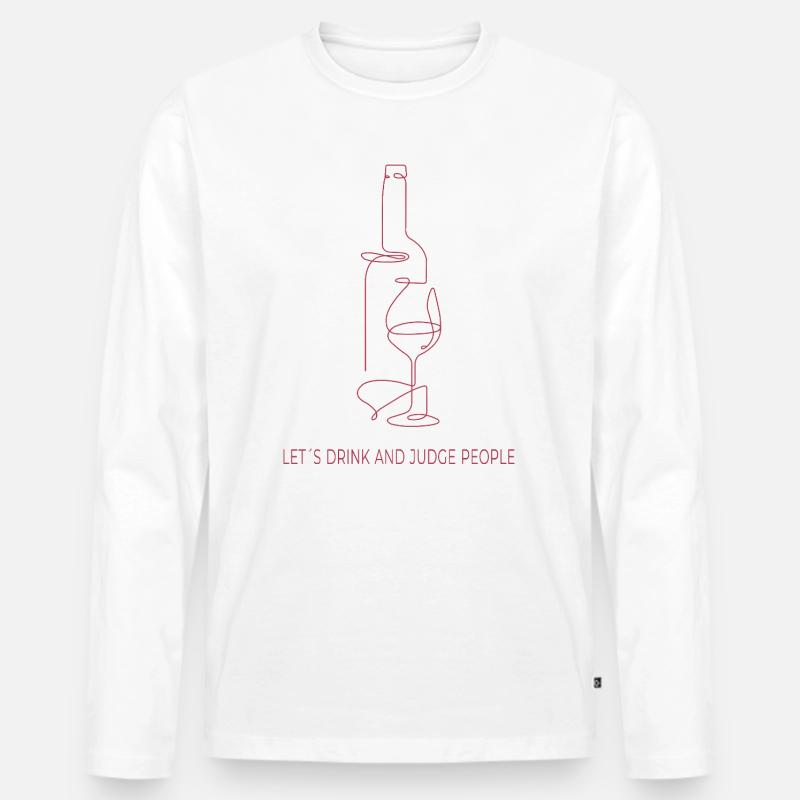 Drinks & Judging – One Line Art - Männer Premium Bio Langarmshirt - Weiß