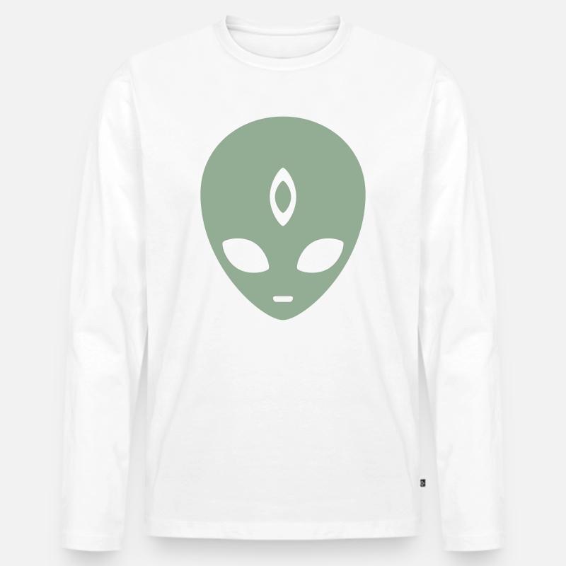 Alien Third Eye Minimalist - Männer Premium Bio Langarmshirt - Weiß