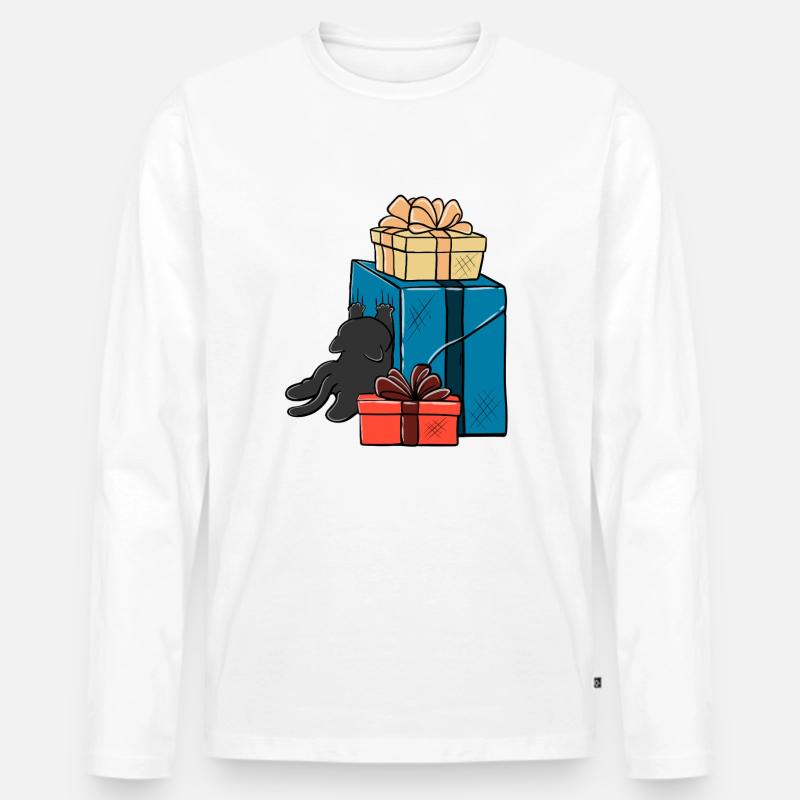 Geschenkchaos Katze - Männer Premium Bio Langarmshirt - Weiß