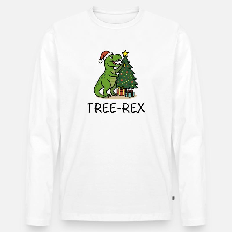 Tree-Rex – Ugly Christmas Style - Männer Premium Bio Langarmshirt - Weiß