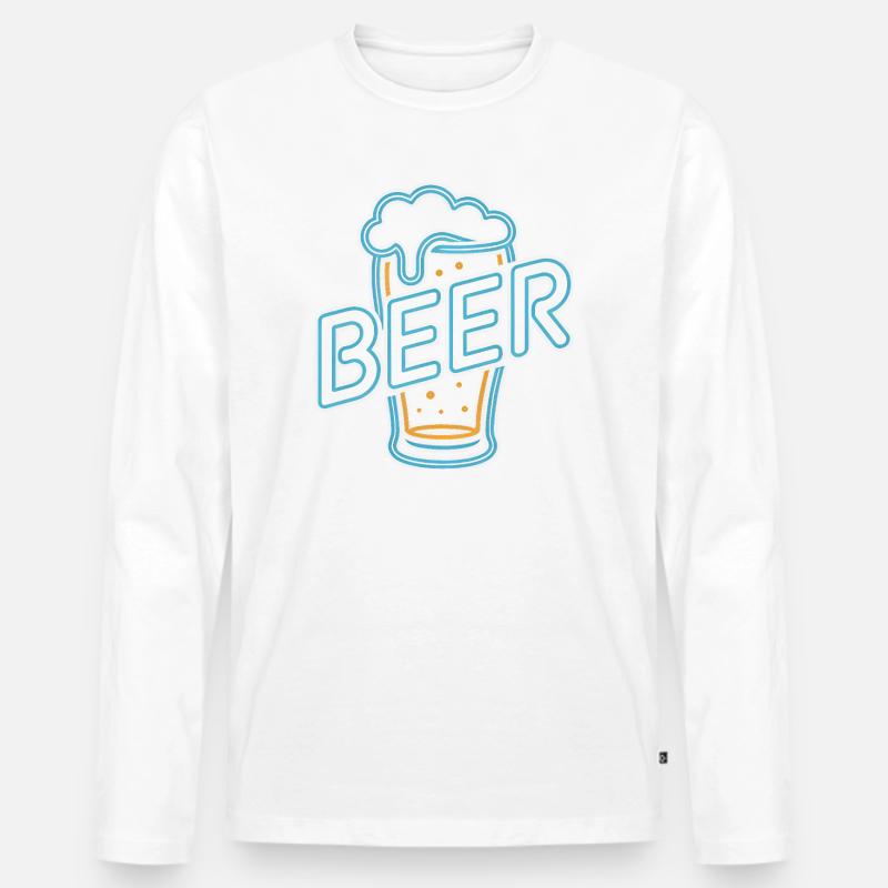 Bier – Cool Beer Logo - Männer Premium Bio Langarmshirt - Weiß