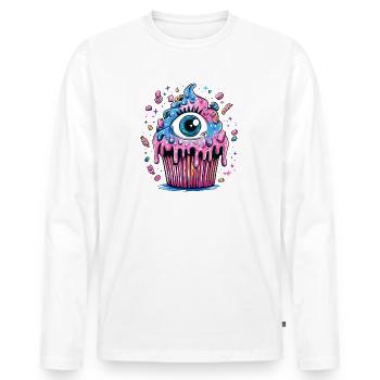 Eye in Neon Cupcake Color Explosion - Men's Premium Organic Long Sleeve Shirt - white - Front - Nico (187cm)