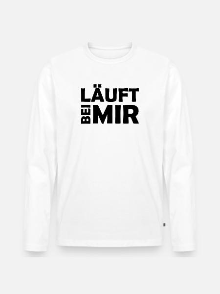Runs with me - Cool saying - Running - Men's Premium Organic Long Sleeve Shirt - white