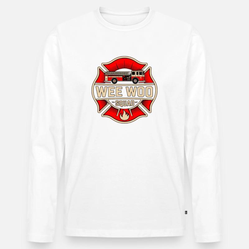 Wee Woo Squad Feuerwehr Auto Spass - Männer Premium Bio Langarmshirt - Weiß