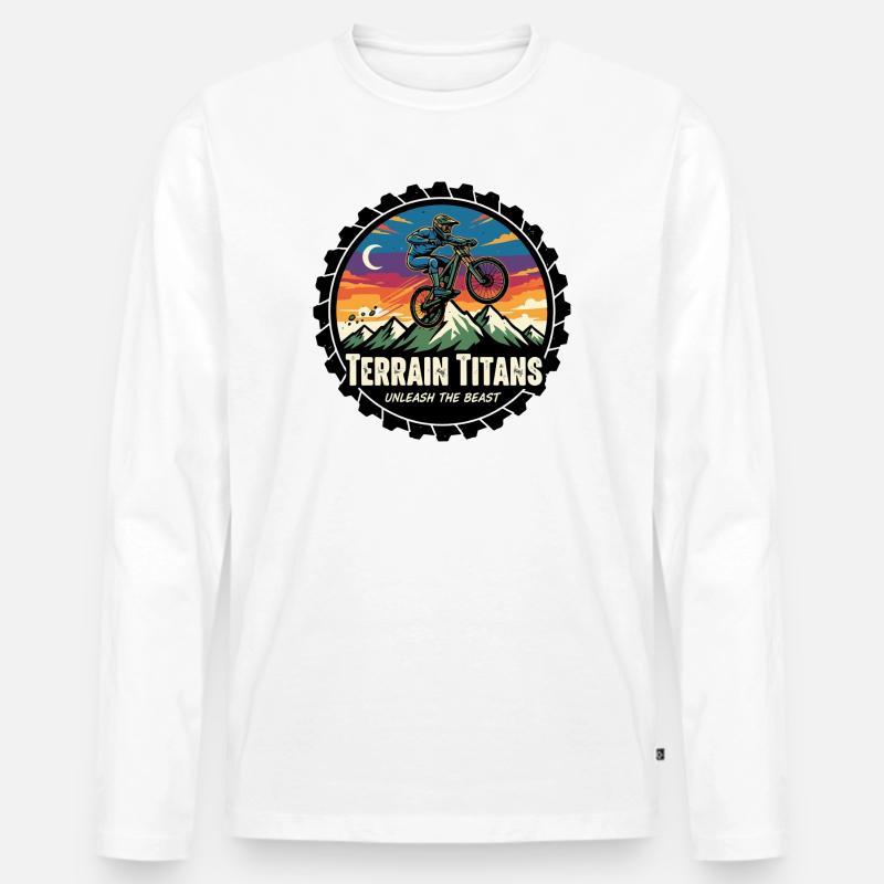 Terrain Titans MTB Unleashed - Männer Premium Bio Langarmshirt - Weiß