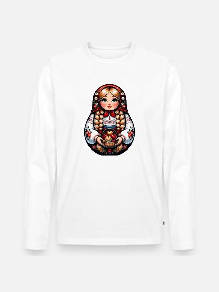 Matryoshka in Russian Matryoshka Doll Russian - Men's Premium Organic Long Sleeve Shirt - white