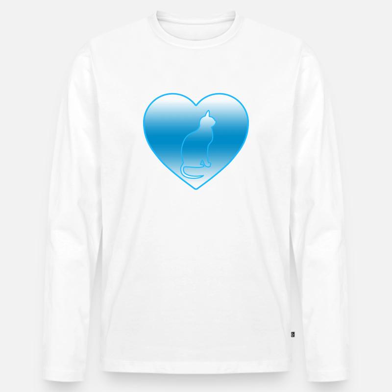 Katze - Männer Premium Bio Langarmshirt - Weiß