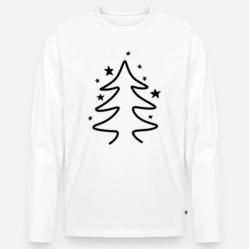 Minimalistischer Weihnachtsbaum mit Sternen - Männer Premium Bio Langarmshirt - Weiß