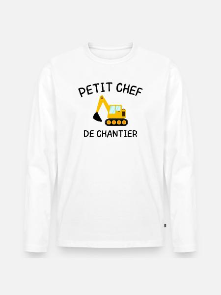 Kleiner Baustellenleiter Baumaschinenbagger - Männer Premium Bio Langarmshirt - Weiß
