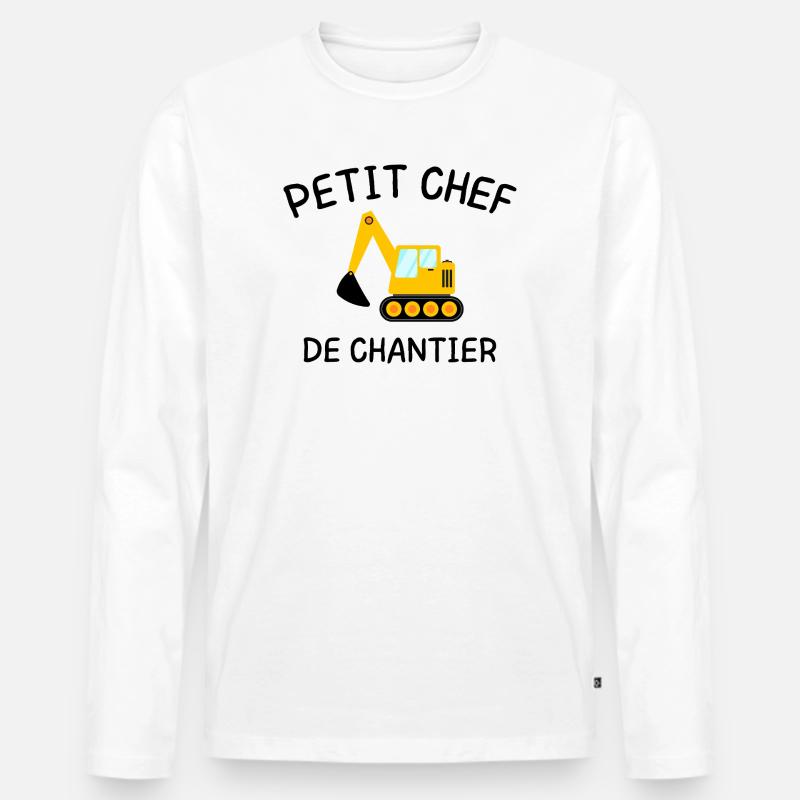 Kleiner Baustellenleiter Baumaschinenbagger - Männer Premium Bio Langarmshirt - Weiß