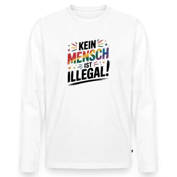 Kein Mensch ist illegal - Cool Pride Logo - Männer Premium Bio Langarmshirt - Weiß - Vorne - Nico (187cm)