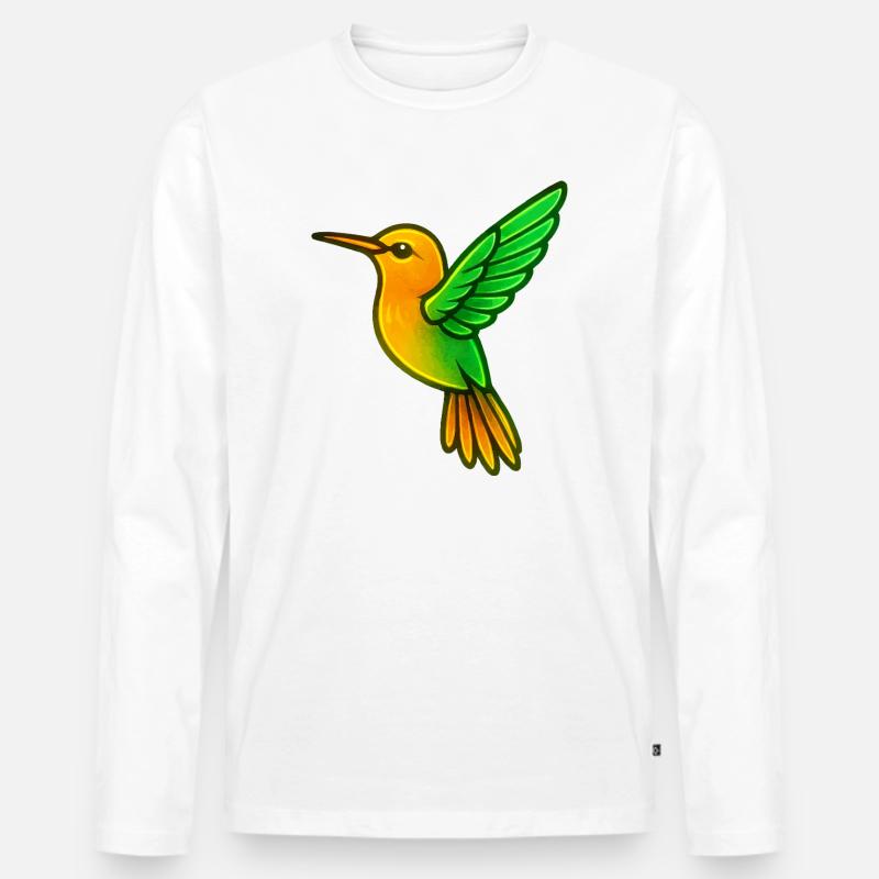 Kolibri Vogel - Männer Premium Bio Langarmshirt - Weiß