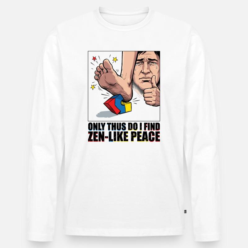 Baustein Schmerz Zen Meme - Männer Premium Bio Langarmshirt - Weiß