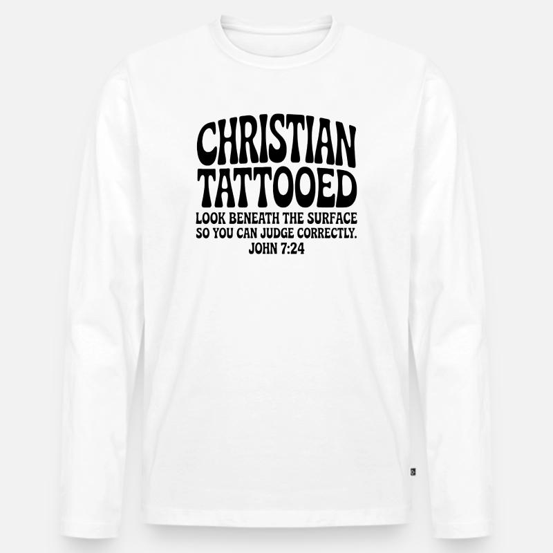 Christian Tätowiert - Männer Premium Bio Langarmshirt - Weiß