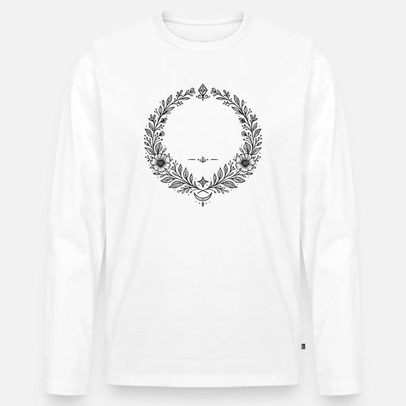 Kranz Blumenkranz mit Mondsichel - Männer Premium Bio Langarmshirt - Weiß