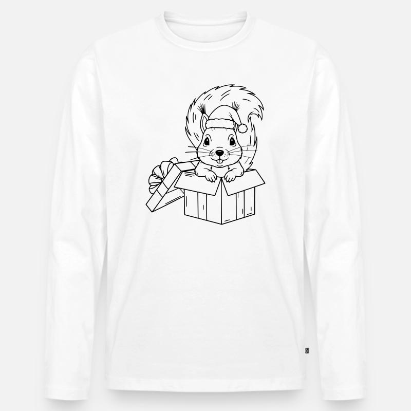 Süßes Weihnachts-Eichhörnchen in Geschenkbox - Männer Premium Bio Langarmshirt - Weiß