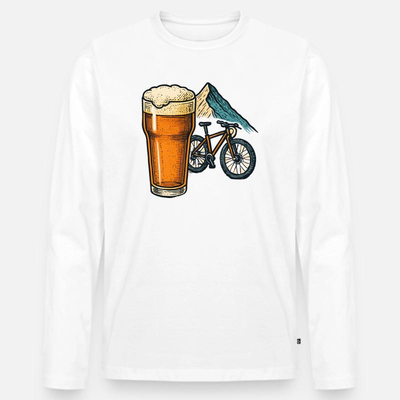 Bierfahrt auf Alpenpfad - Männer Premium Bio Langarmshirt - Weiß