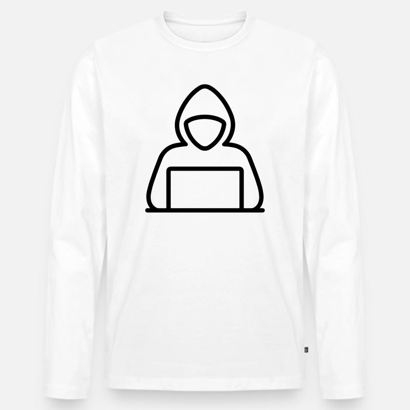 Hacker - Männer Premium Bio Langarmshirt - Weiß
