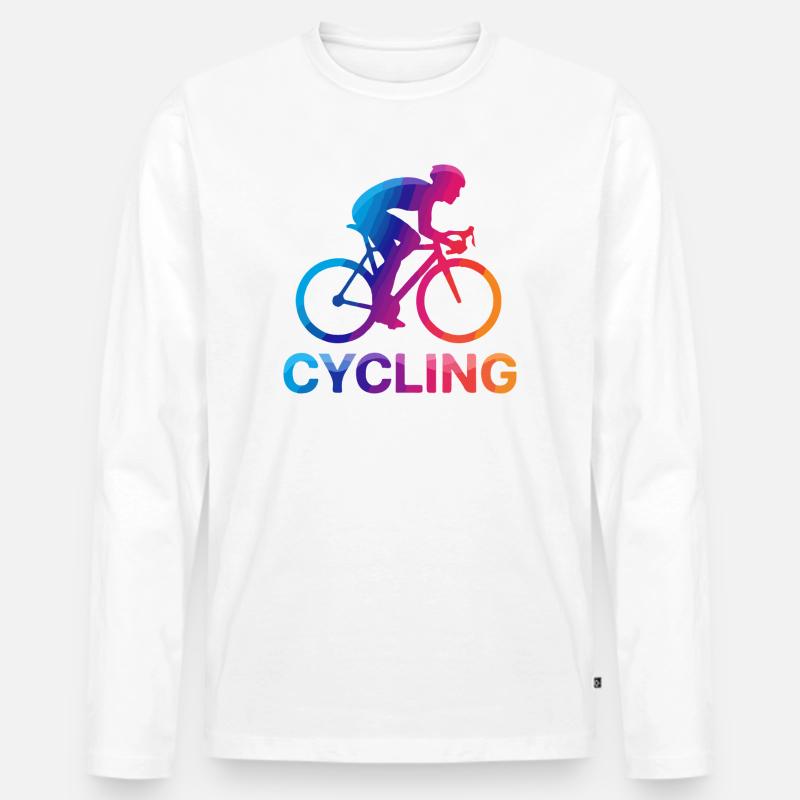 Rainbow Cyclist Silhouette - Männer Premium Bio Langarmshirt - Weiß