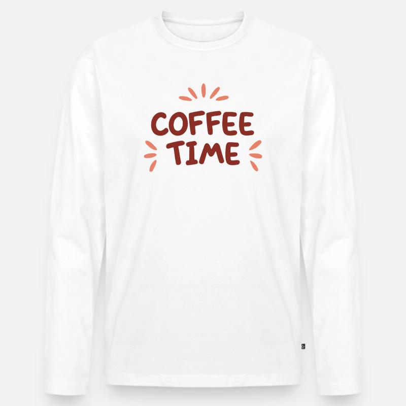 Kaffeezeit Farben Kaffee - Männer Premium Bio Langarmshirt - Weiß