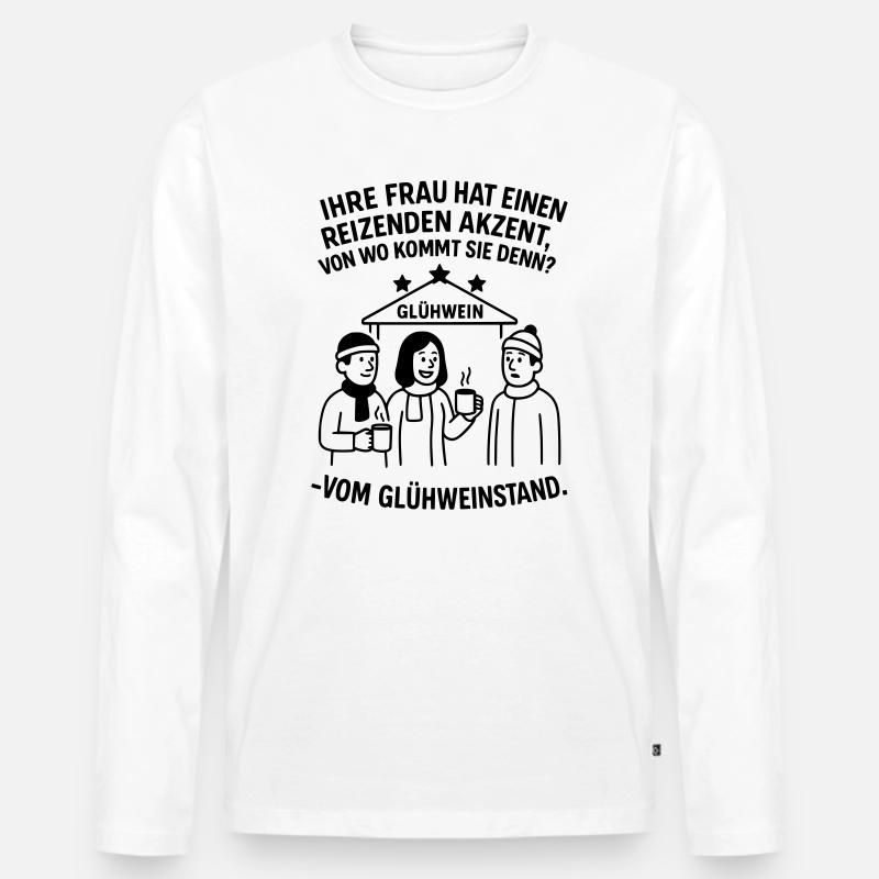 Witziger Weihnachts Spruch Weihnachtsmarkt - Männer Premium Bio Langarmshirt - Weiß