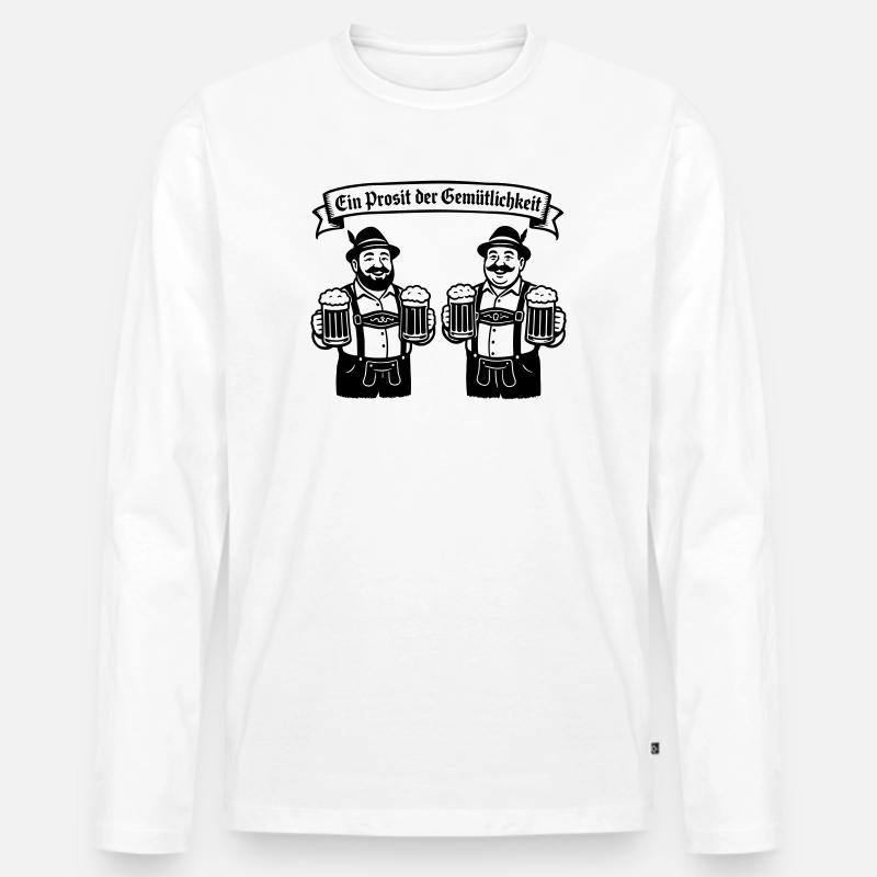 Bier männer - Ein Prosit der Gemütlichkeit - Männer Premium Bio Langarmshirt - Weiß