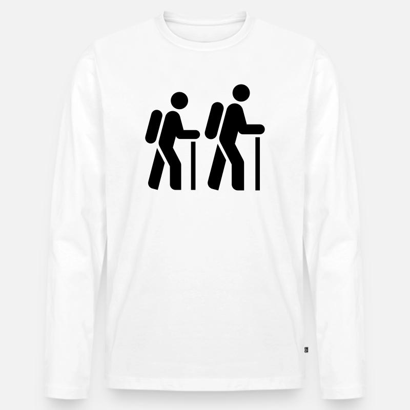 Wanderer, Pilger, Tourist, Pilgerweg - Männer Premium Bio Langarmshirt - Weiß