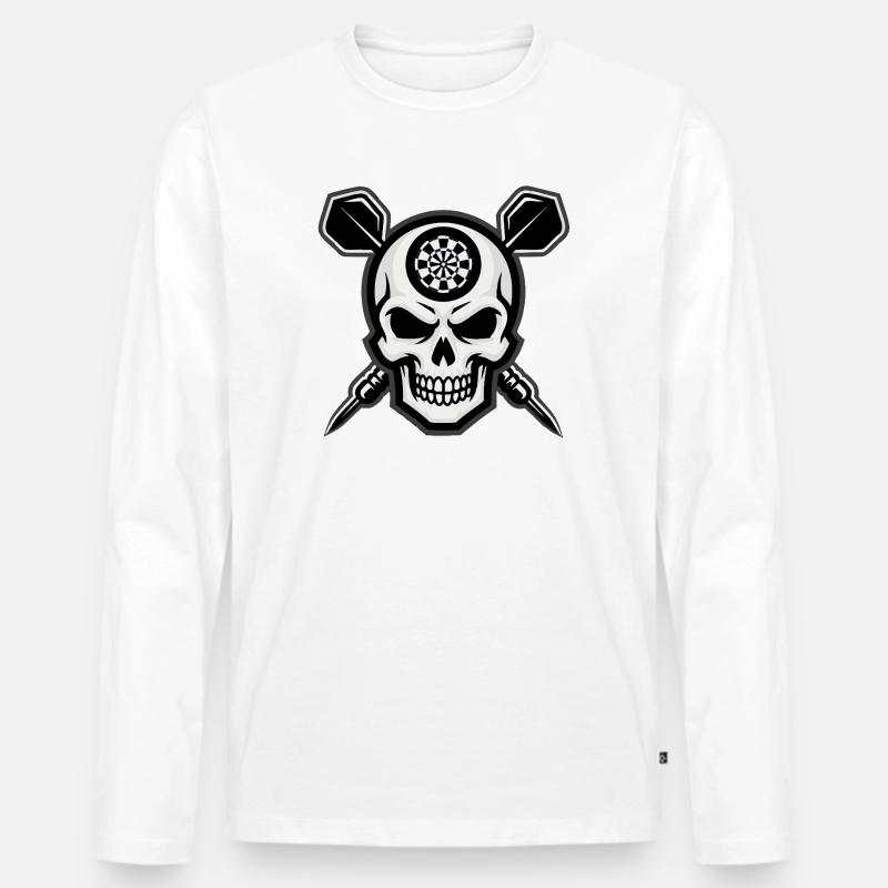 Dart Skull Kneipenstyle - Männer Premium Bio Langarmshirt - Weiß