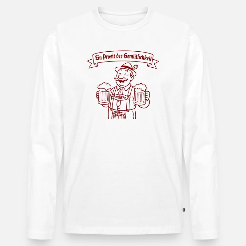 Herr Bier - Ein Prosit der Gemütlichkeit - Männer Premium Bio Langarmshirt - Weiß