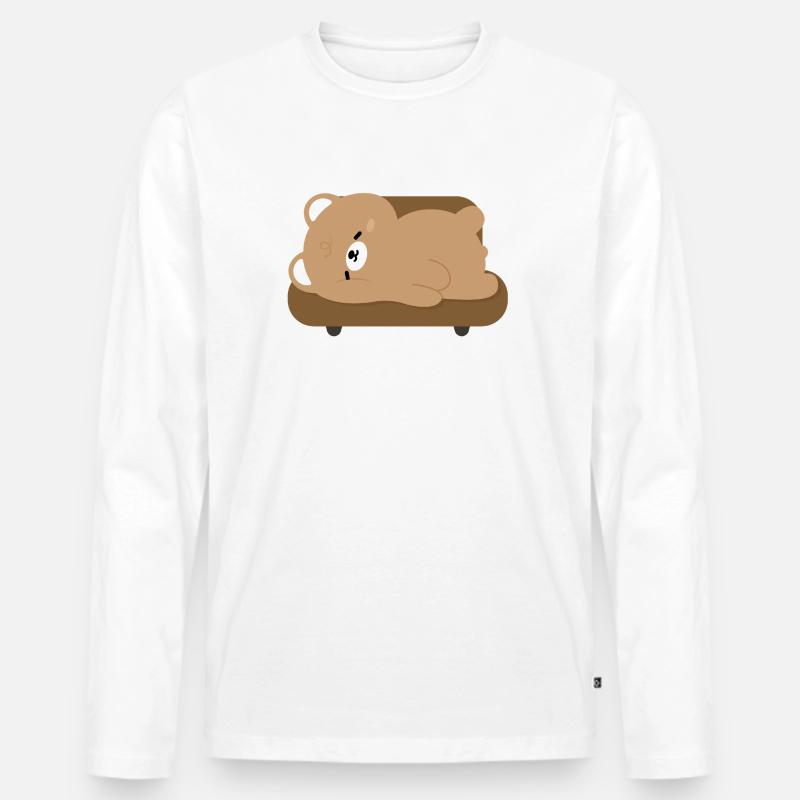 Müder Eisbär auf Sofa - Männer Premium Bio Langarmshirt - Weiß