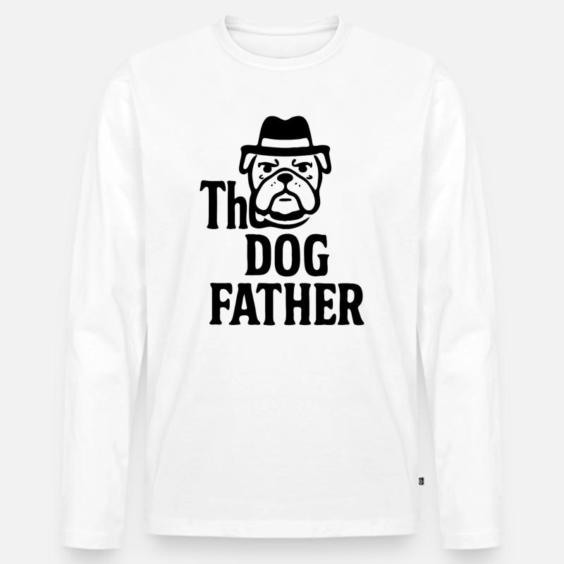 Das Maskottchen-Maskottchen-Design des Hundevaters Bulldoggenhuts - Männer Premium Bio Langarmshirt - Weiß
