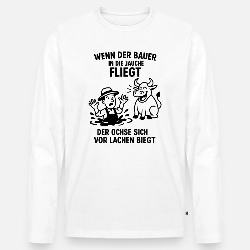 bauer jauche spruch witz ochse - Männer Premium Bio Langarmshirt - Weiß