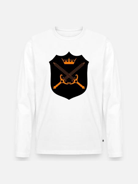 Kreuzschwerter Kronen Emblem - Männer Premium Bio Langarmshirt - Weiß