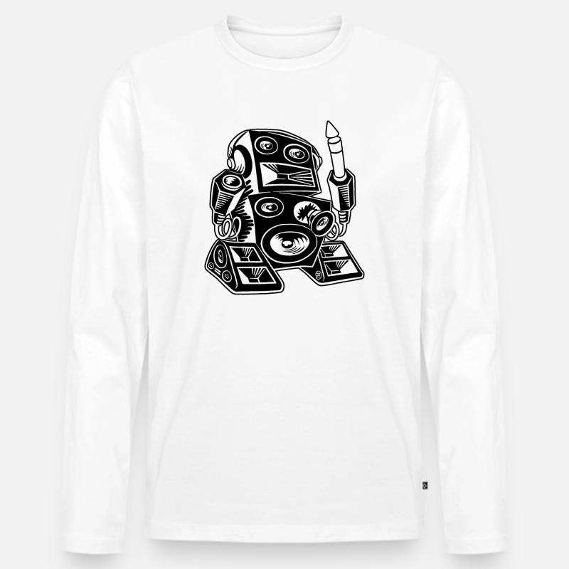 Techno-Robot - Männer Premium Bio Langarmshirt - Weiß