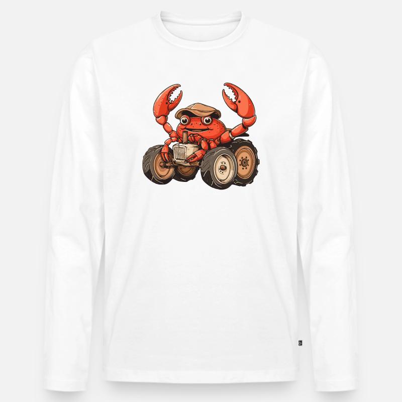 Krebs Krabbe Traktor Farmer - Männer Premium Bio Langarmshirt - Weiß