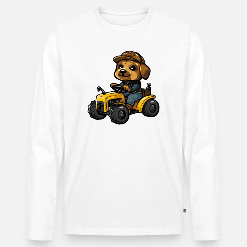 Wal Traktor Farmer - Männer Premium Bio Langarmshirt - Weiß