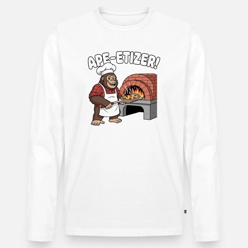 Ape-Etizer Pizza Chef - Männer Premium Bio Langarmshirt - Weiß