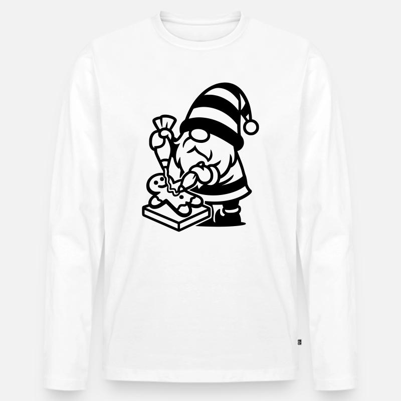 Gingerbread Baking Gnome - Men's Premium Organic Long Sleeve Shirt - white