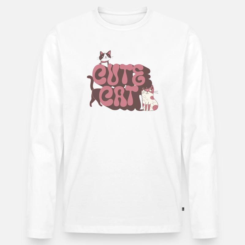 Cute Cat - Männer Premium Bio Langarmshirt - Weiß