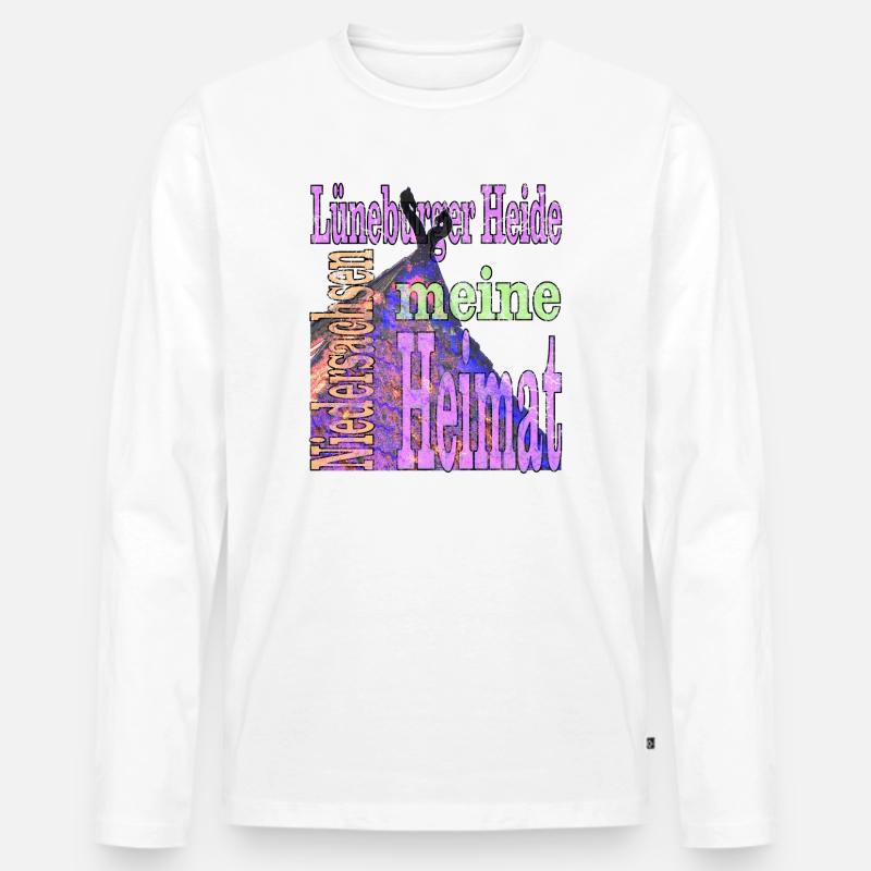 Lüneburger Heide mit Text - Männer Premium Bio Langarmshirt - Weiß