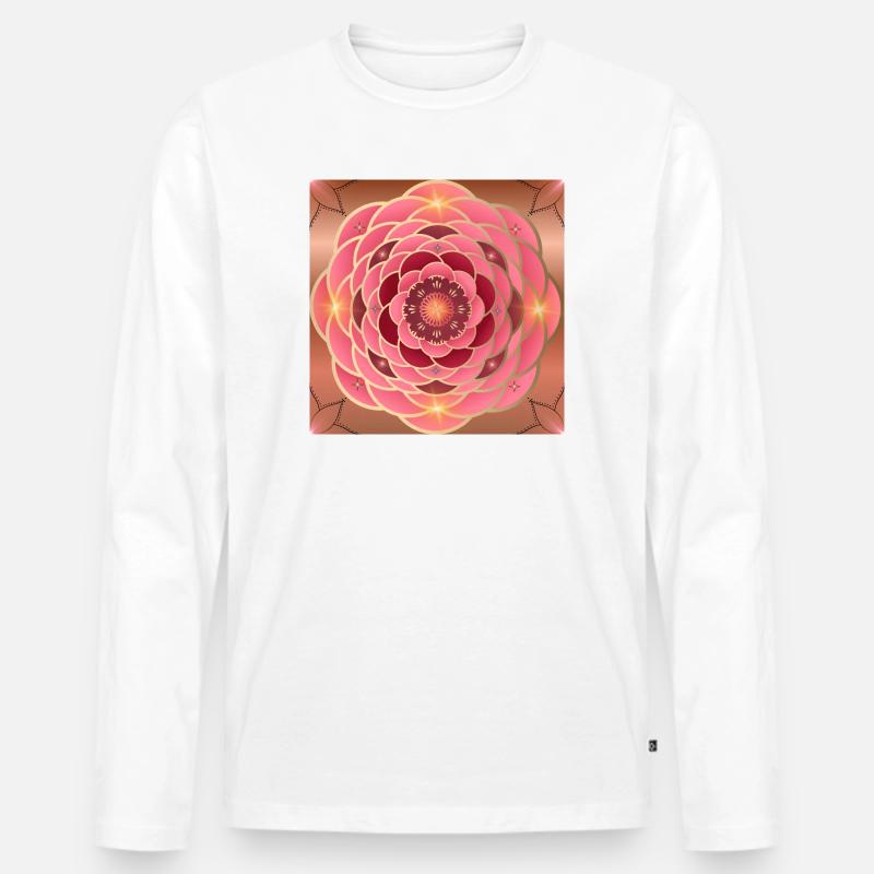 Hell goldene roséfarbene Mandalas - Männer Premium Bio Langarmshirt - Weiß