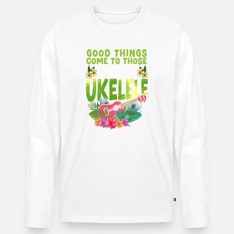 Hawaiian Ukulele Uke Good Things - Männer Premium Bio Langarmshirt - Weiß