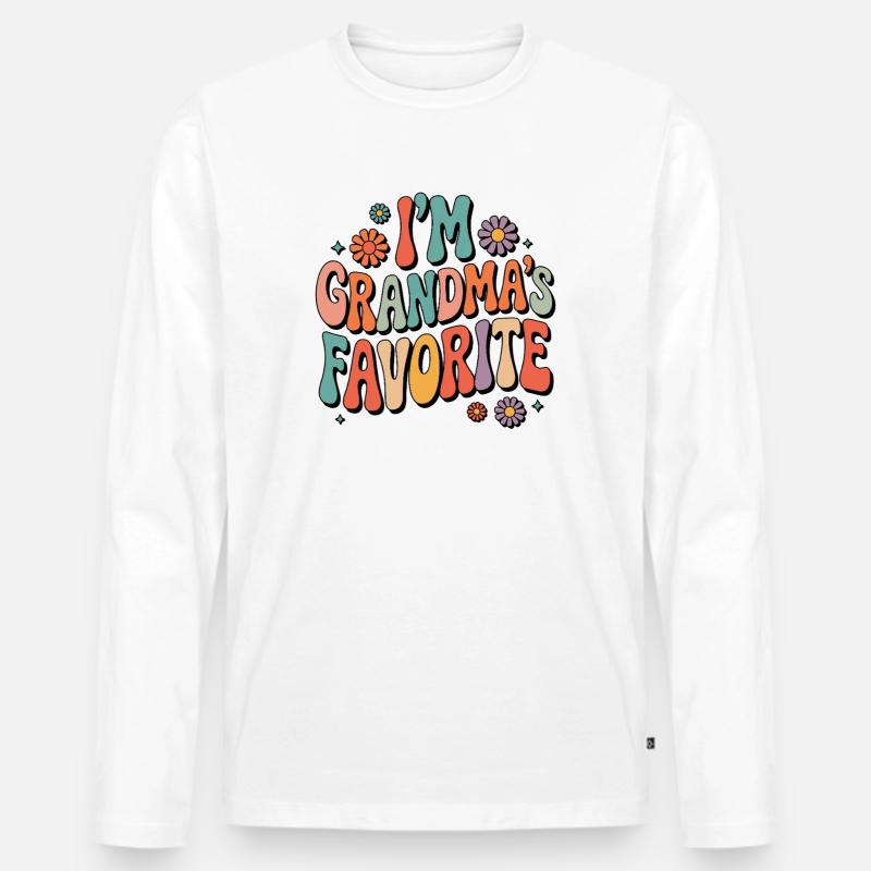 Ich bin Oma's Favorit - Männer Premium Bio Langarmshirt - Weiß