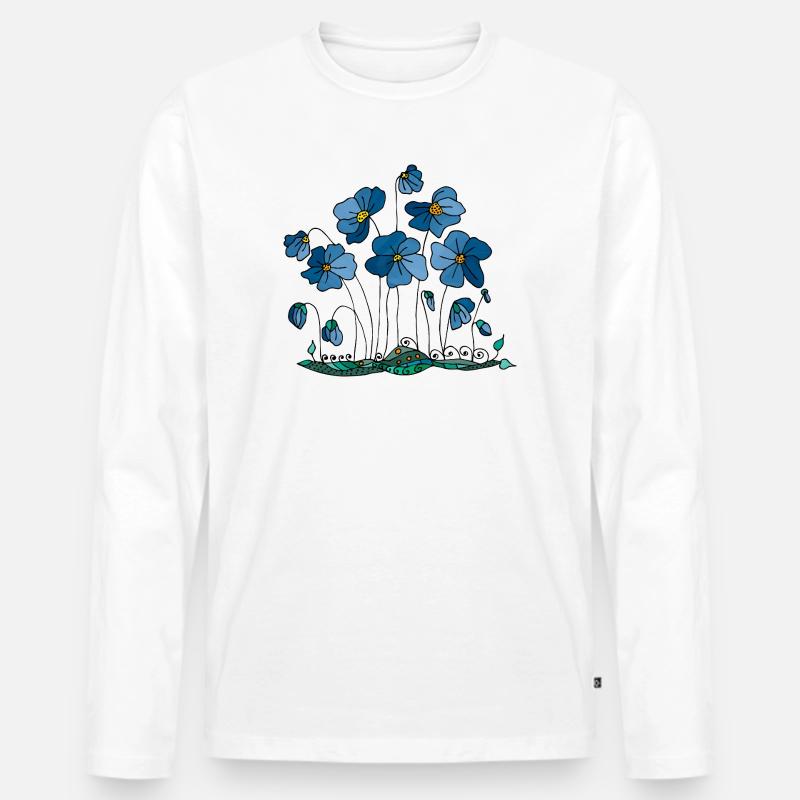 Blumen - Männer Premium Bio Langarmshirt - Weiß