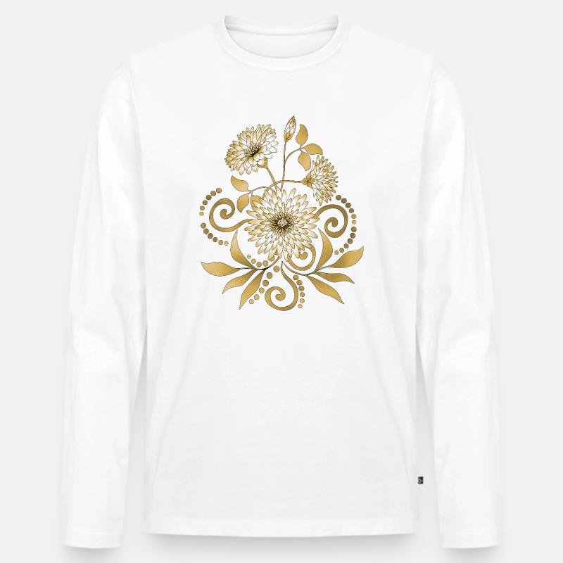 Blumen - Männer Premium Bio Langarmshirt - Weiß