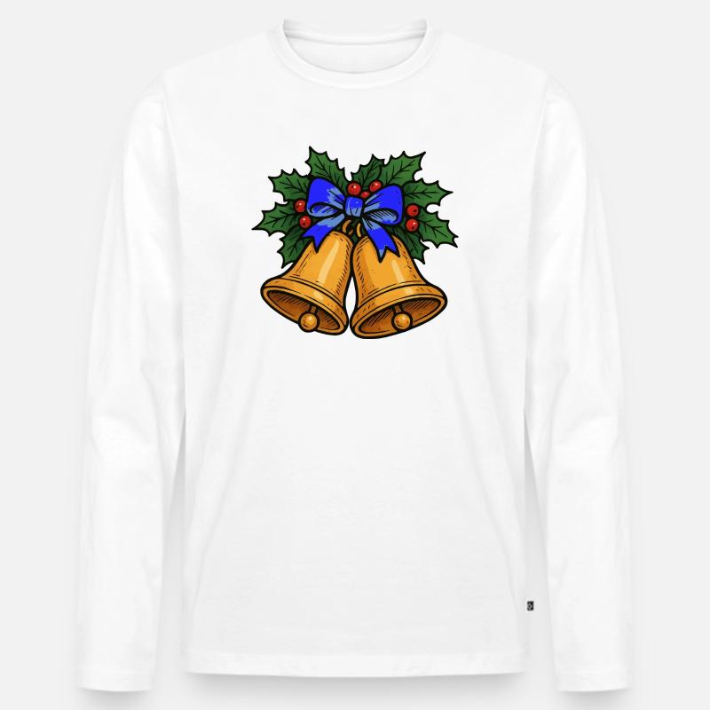 Weihnachtsglocken mit blauem Band - Männer Premium Bio Langarmshirt - Weiß