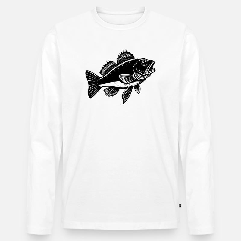 Zanderfisch - Männer Premium Bio Langarmshirt - Weiß