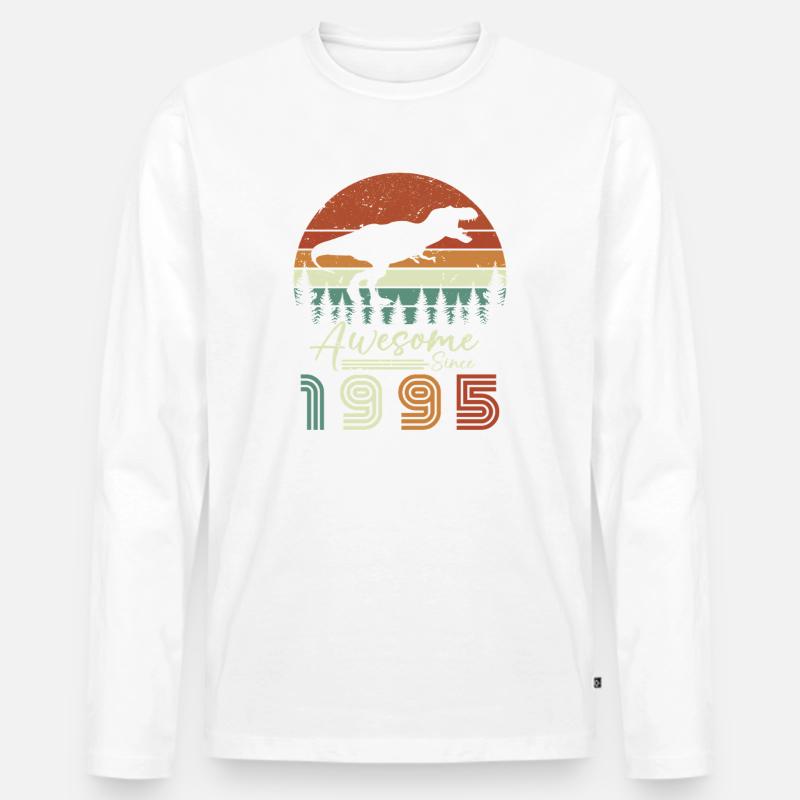 awsome_since_dinaseur_1995 - Männer Premium Bio Langarmshirt - Weiß