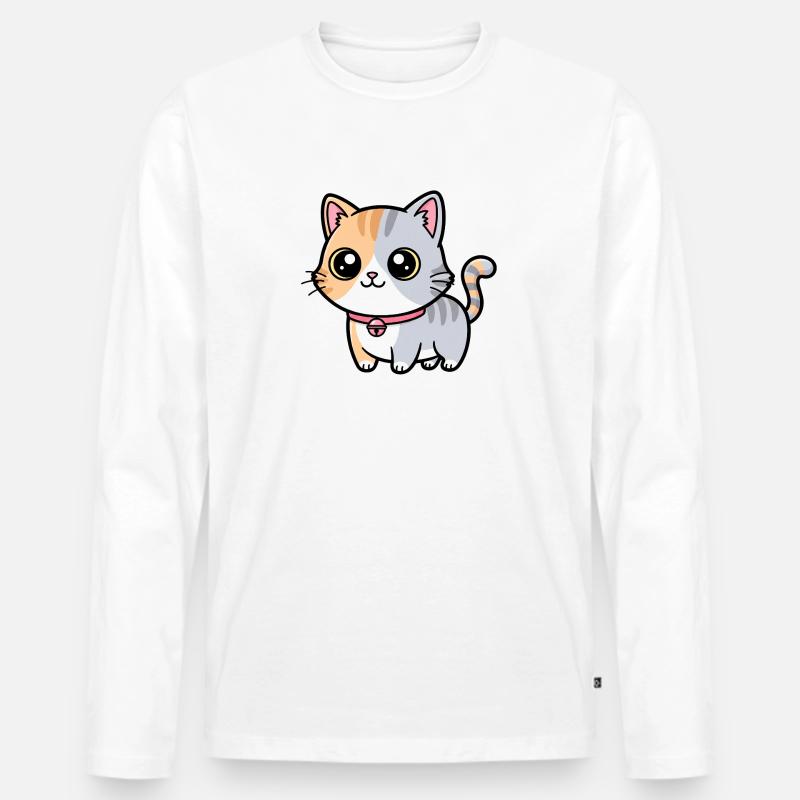 Calico Kitten Collar Charm - Men's Premium Organic Long Sleeve Shirt - white
