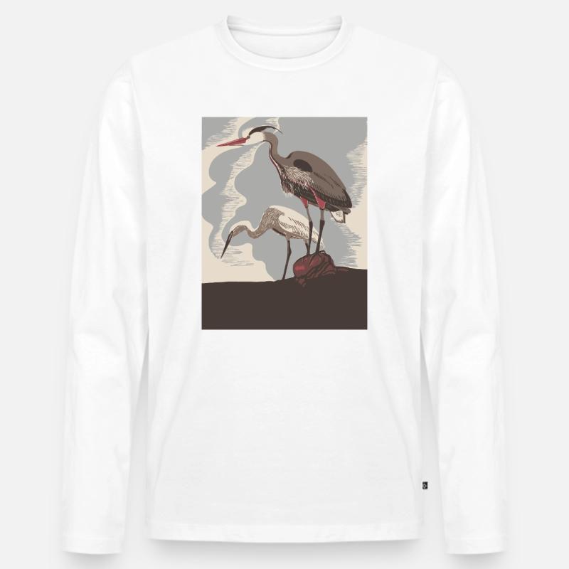 Heronenküste im Retro-Stil - Männer Premium Bio Langarmshirt - Weiß